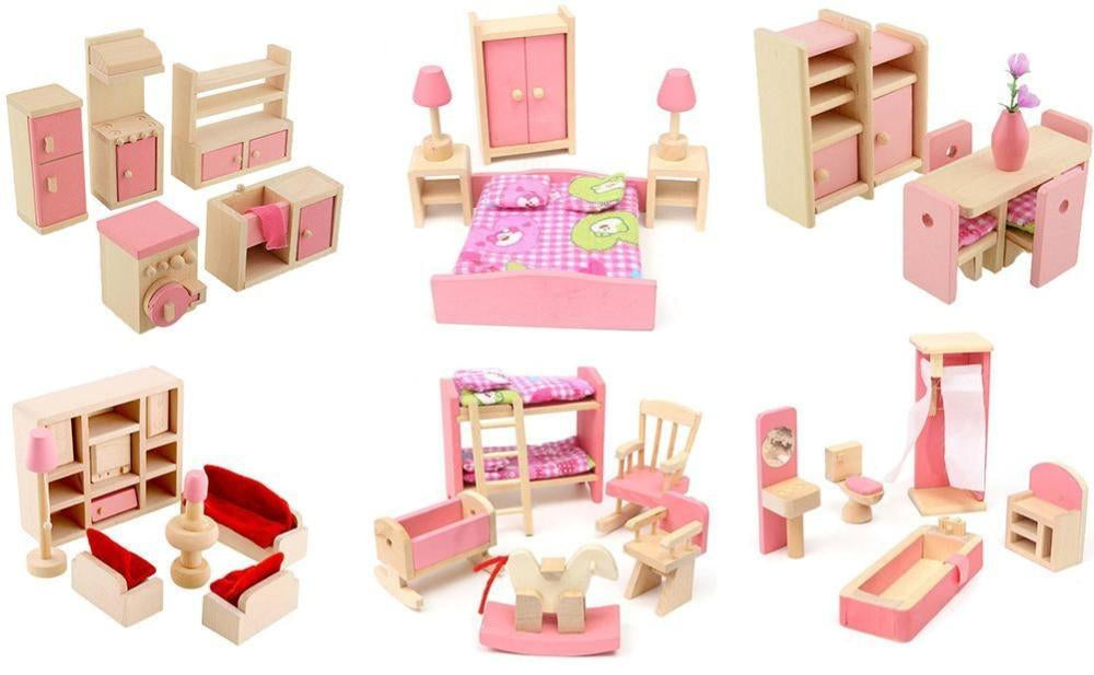 Wooden Furniture for Doll House - Complete Set