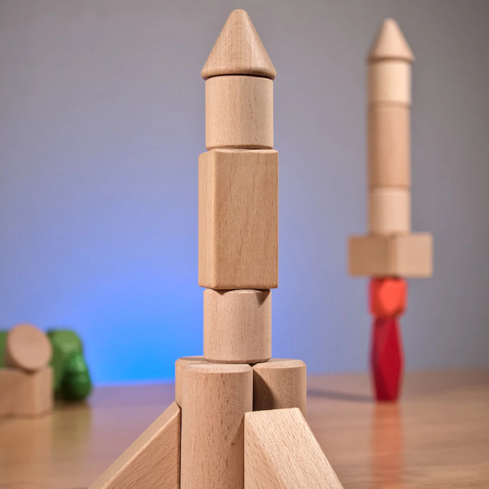 Natural Wooden Building Blocks for Creative Exploration