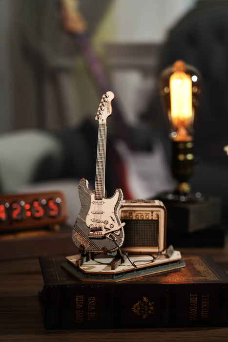 3D Laser Cut Wooden Puzzle: Electric Guitar