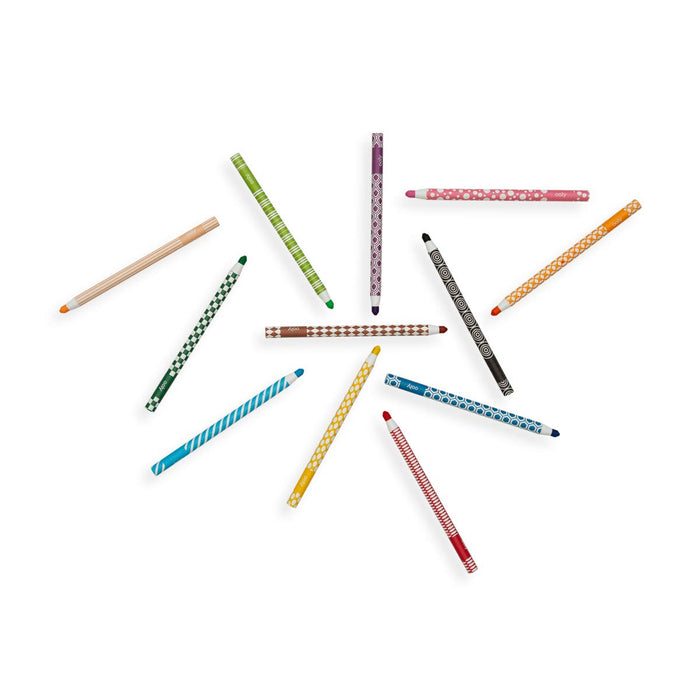 OOLY Colour Appeel Crayon Sticks | Set of 12 Peelable Wax Crayons for Kids & Artists