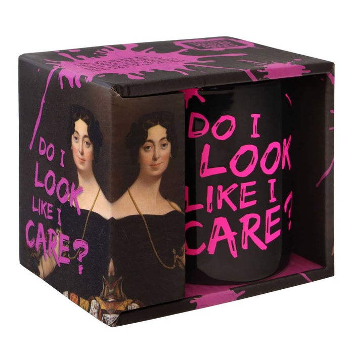 Masterpieces Mug in Gift Box | “Do I Look Like I Care?” Neon Text Coffee Mug