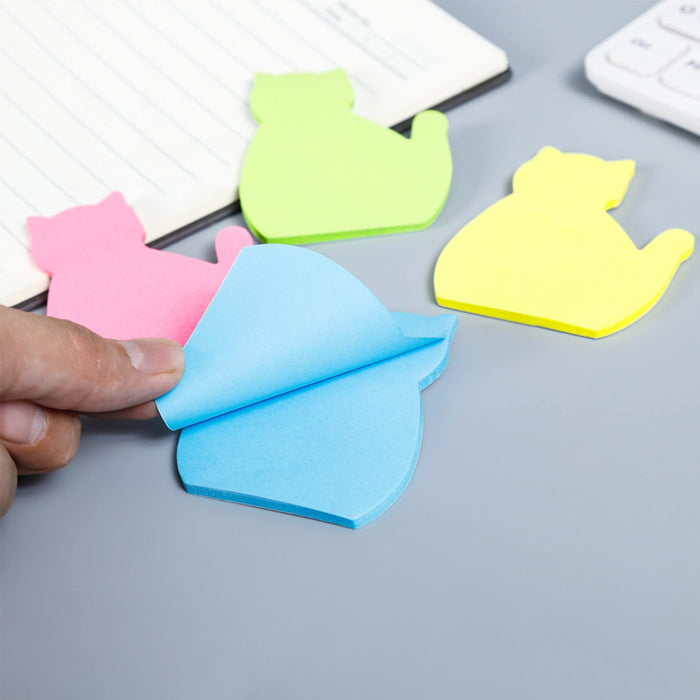 8 Pack Cat Sticky Notes with 12 Cat Paper Clips | Cute Stationery