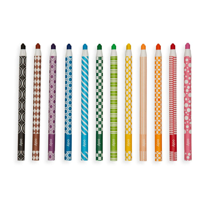 OOLY Colour Appeel Crayon Sticks | Set of 12 Peelable Wax Crayons for Kids & Artists