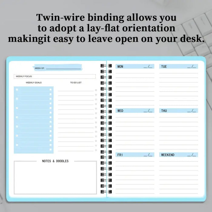 A5 Undated Weekly Planner Notebook Spiral Bound  Blue