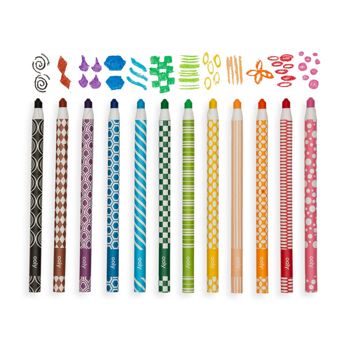OOLY Colour Appeel Crayon Sticks | Set of 12 Peelable Wax Crayons for Kids & Artists