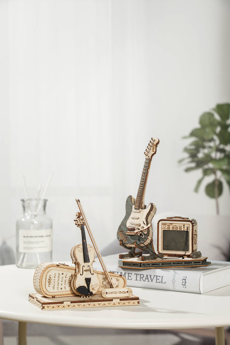 3D Laser Cut Wooden Puzzle: Electric Guitar