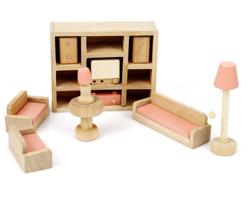 Muebles de Madera para Casa de Muñecas - Juego Completo