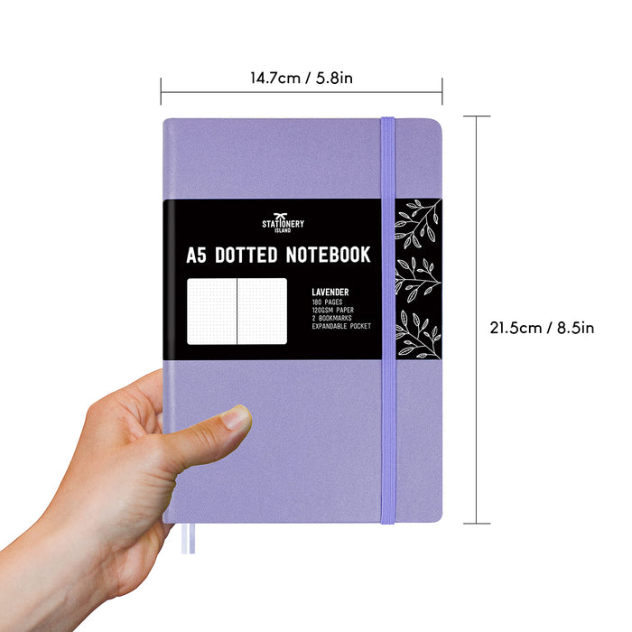 Bullet Dotted Journal A5 | Hardcover Notebook with 180 Pager | Lavender Purple