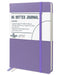 Purple A5 dotted journal with color swatches on a white background