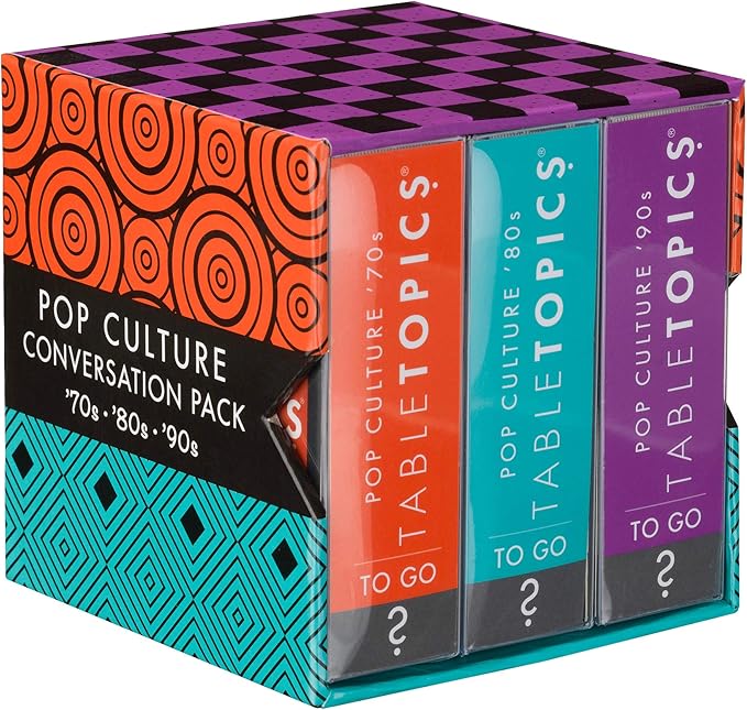 TableTopics Pop Culture Edition – 70s, 80s & 90s Conversation Starter Card Game (120 Questions)