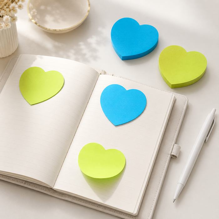 Heart Shaped Sticky Notes | 2 Pack Random Colours