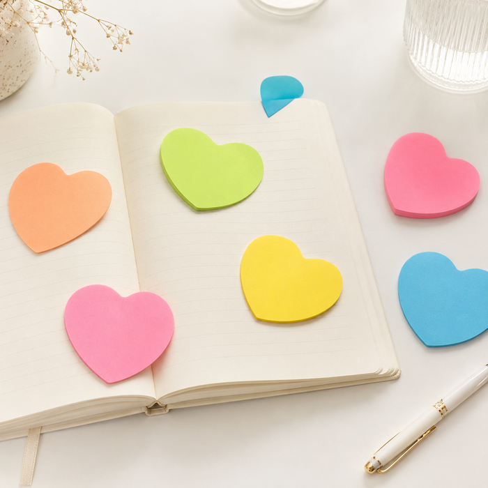 Heart Shaped Sticky Notes | 2 Pack Random Colours