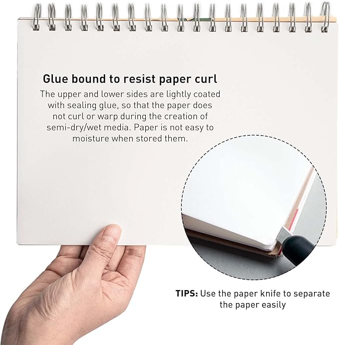 HIMI Gouache Pad 7 X 10 | 50 Sheets of 160gsm Textured Acid Free Paper for Gouache