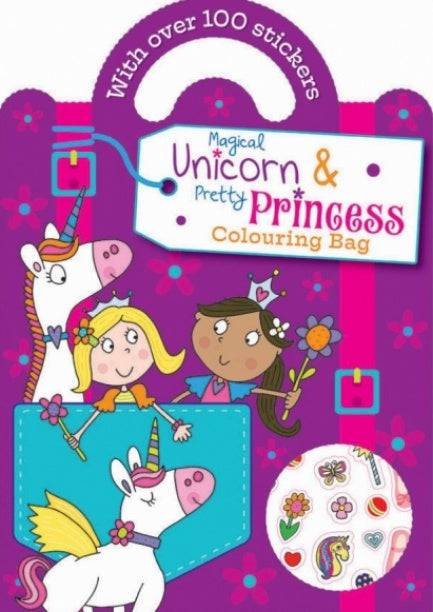Magical Unicorn & Pretty Princess Colouring Bag Book | Kids Activity Book with Stickers