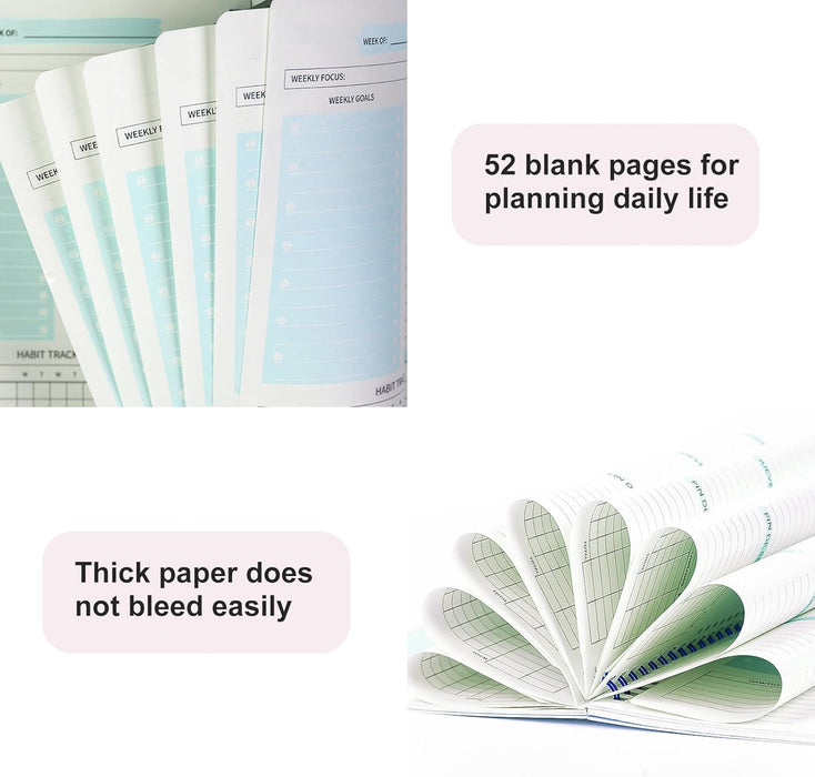 A5 Undated Weekly Planner Notebook Spiral Bound  Blue