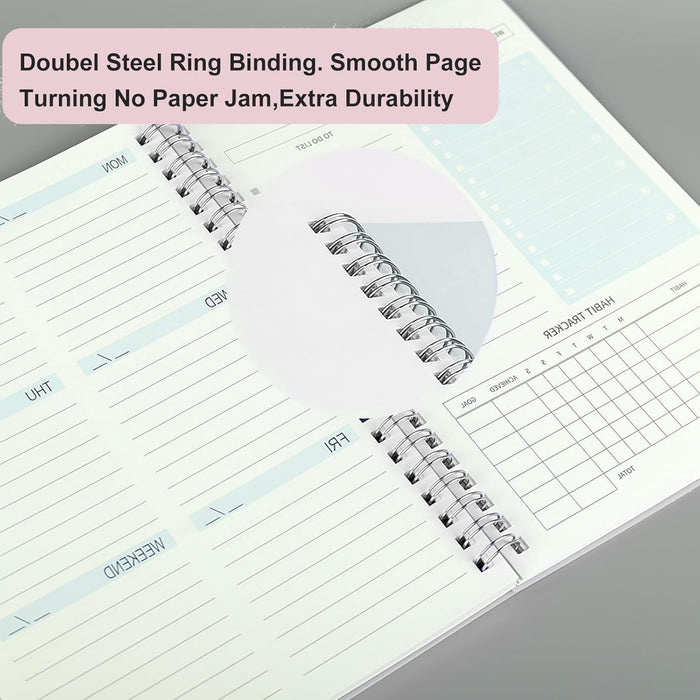 A5 Undated Weekly Planner Notebook Spiral Bound  Blue