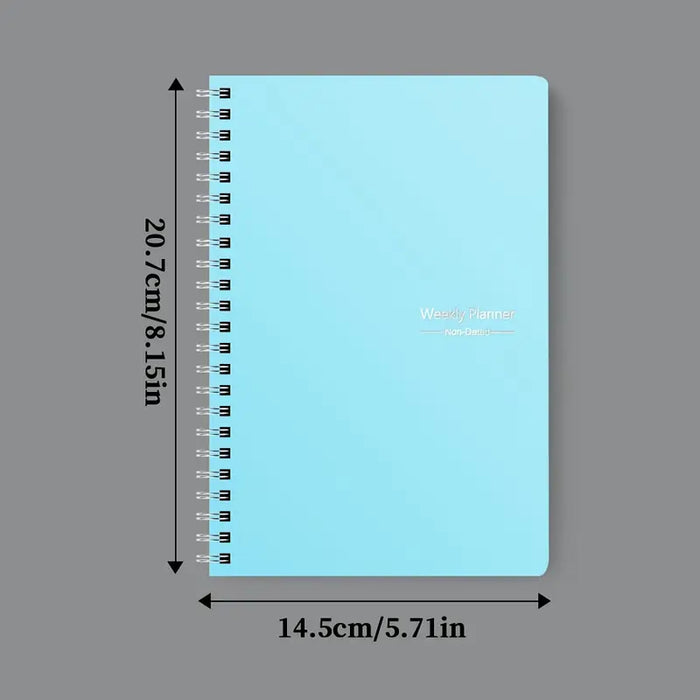 A5 Undated Weekly Planner Notebook Spiral Bound  Blue