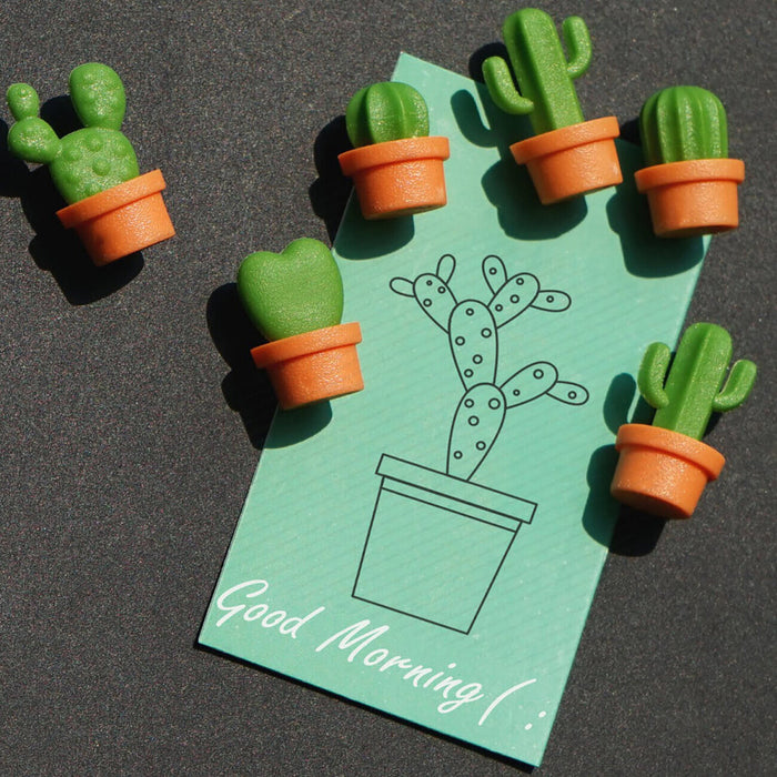 Cactus Magnets Green & Orange| 6 Pcs | Fridge & Memo Magnets
