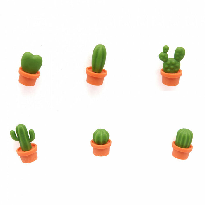 Cactus Magnets Green & Orange| 6 Pcs | Fridge & Memo Magnets