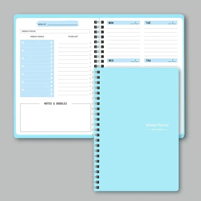 A5 Undated Weekly Planner Notebook Spiral Bound  Blue