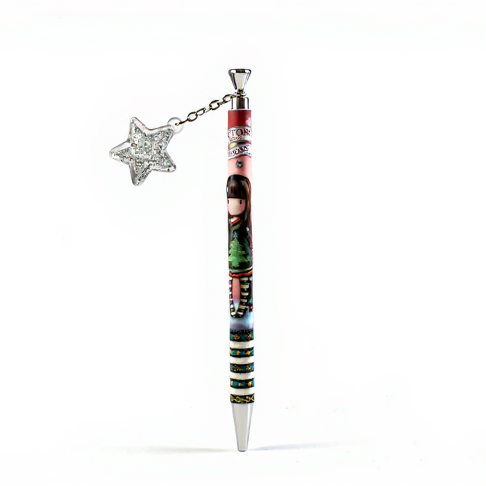 Pen with star-shaped clip on a white background