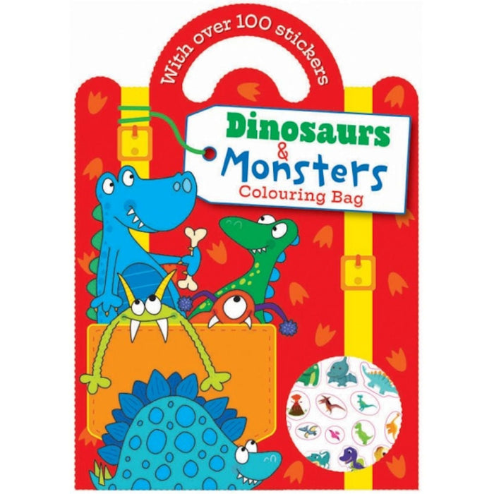 Dinosaurs Monsters Colouring Sticker Bag Book | Kids Activity Book with Stickers