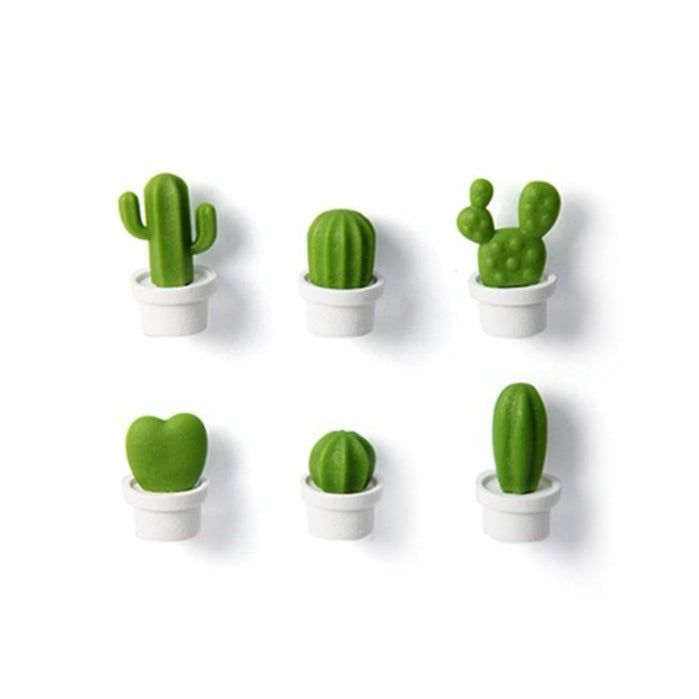 Cactus Magnets White Set of 6 Pcs | Fridge & Memo Board Magnets