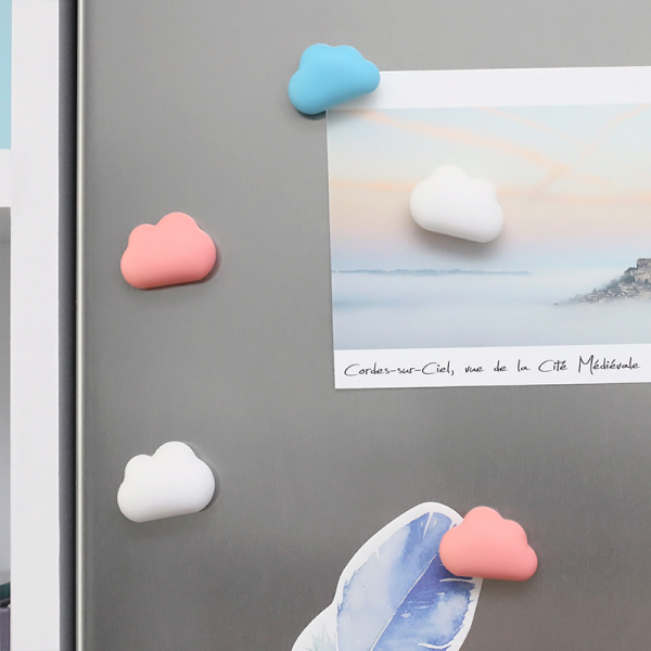 Cloud Magnets 6 Pcs Pink, Blue & White | Fridge & Memo Board Magnets