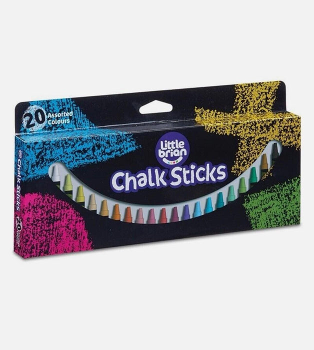 Little Brian Chalk Paint Sticks – Pack of 20 Assorted Colours for Kids & Artists